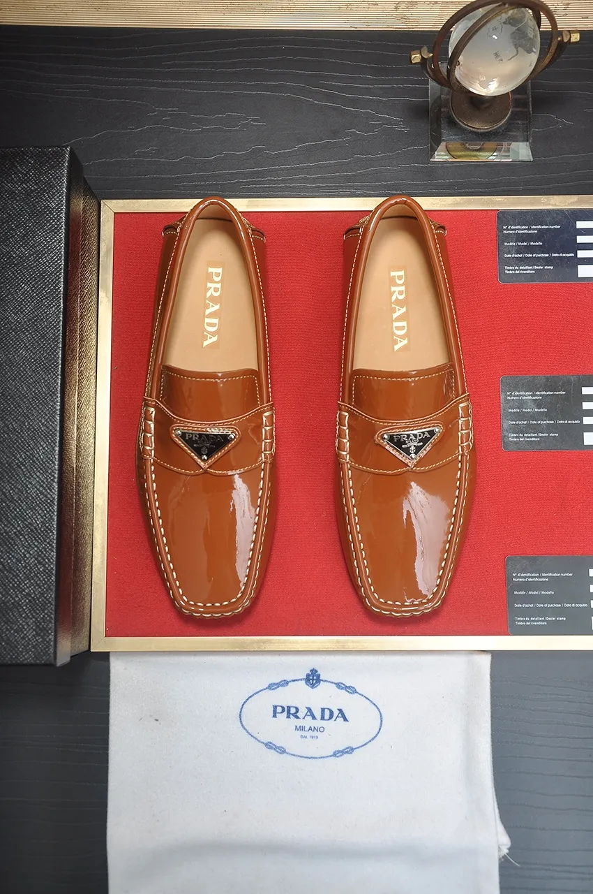 Men's Men's Shoes💰420💶【PRADA】 (High-end Niuli) New 🍀PRADA - Prada Doudou Shoes! Made of imported original cowhide, the inner top layer is comfortable cowhide lining! Original wear-resistant rubber outsole! High quality products! Code number 38-45 (45 customized)